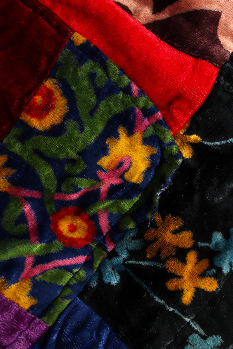 Vintage Abstract Floral Patchwork Velvet Blazer 1 raw edged pocket detail @ Recess LA