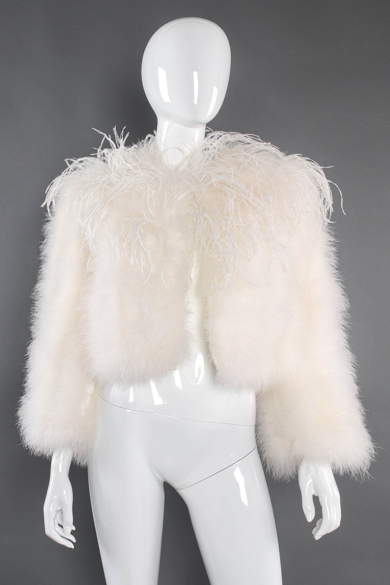 Vintage Ostrich Feather Jacket mannequin front @ Recess Los Angeles