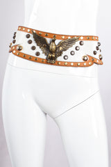 Vintage Studded Eagle Leather Contour Belt on mannequin front at Recess Los Angeles