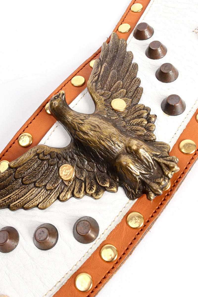 Vintage Studded Eagle Leather Contour Belt detail at Recess Los Angeles
