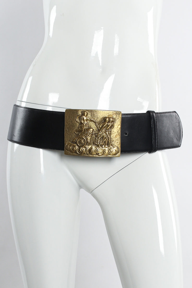 Vintage statement Roman chariot tableau buckle leather belt on mannequin @recessla
