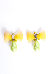 Vintage Mesh Bow Drop Earrings backside at Recess Los Angeles