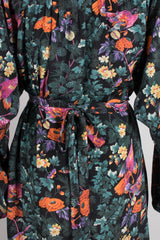 Hanae Mori Silk Sparrow Finch Floral Birds of Paradise Dress