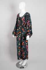 Hanae Mori Silk Sparrow Finch Floral Birds of Paradise Dress