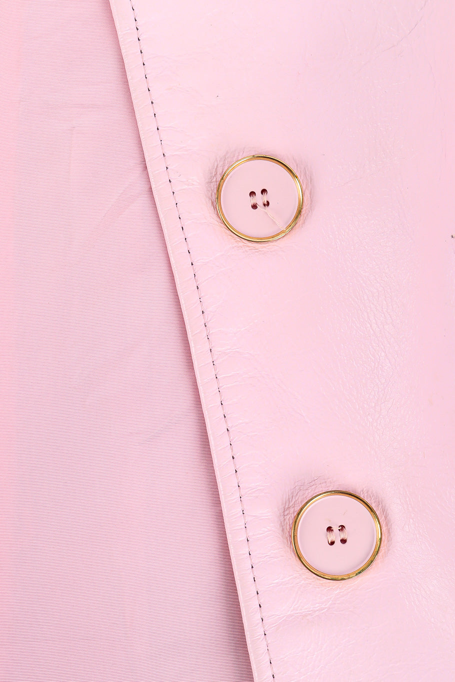 Vintage baby pink leather button front pinafore dress button close up @recessla