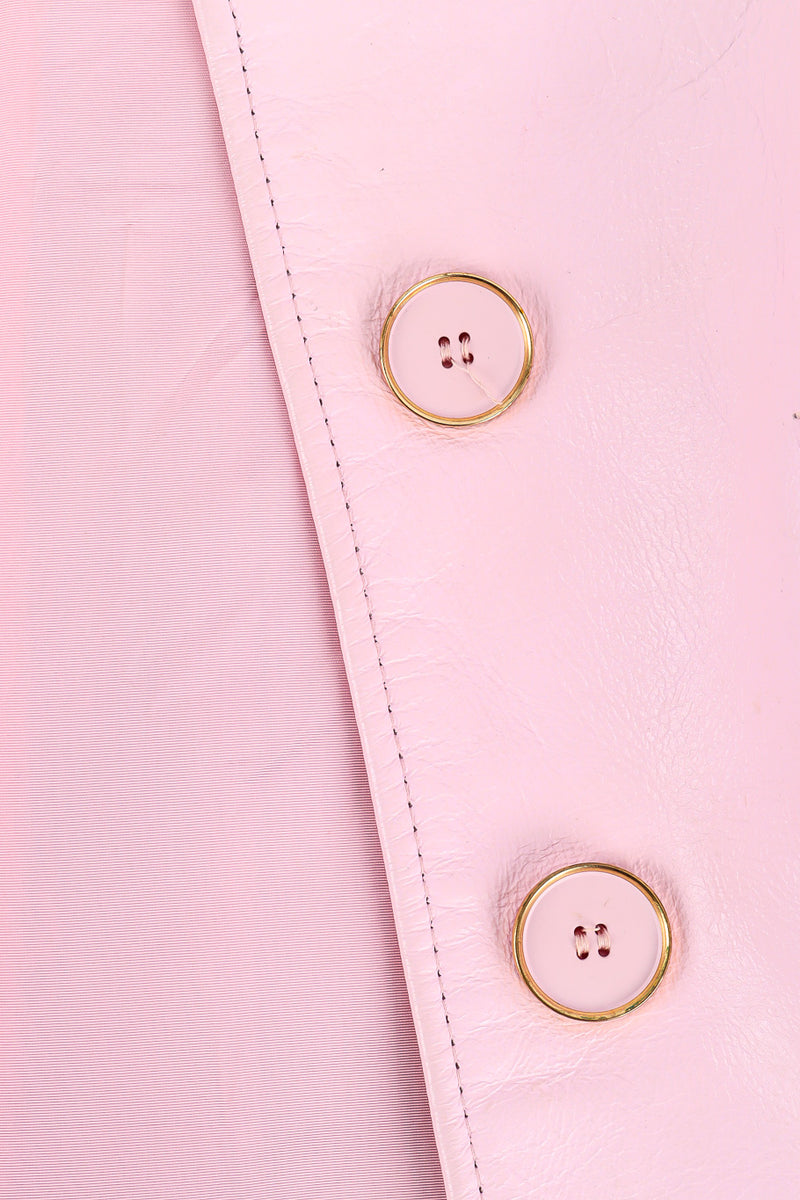 Vintage baby pink leather button front pinafore dress button close up @recessla
