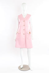 Vintage baby pink leather button front pinafore dress front mannequin full length @recessla