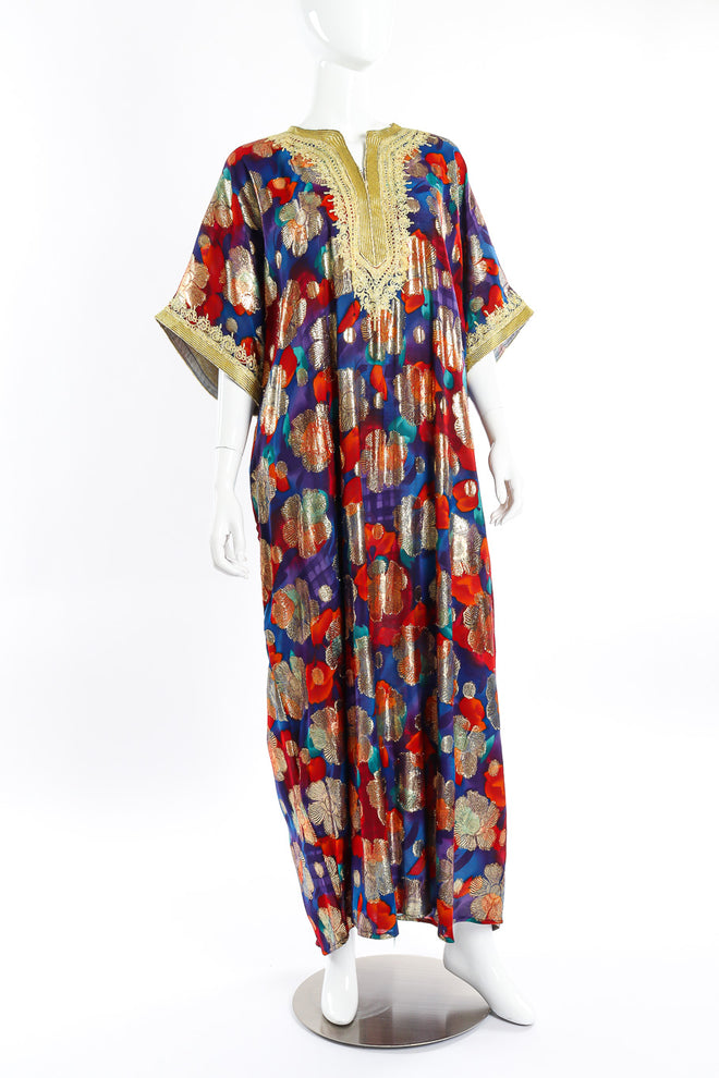 Metallic floral caftan on mannequin @recessla