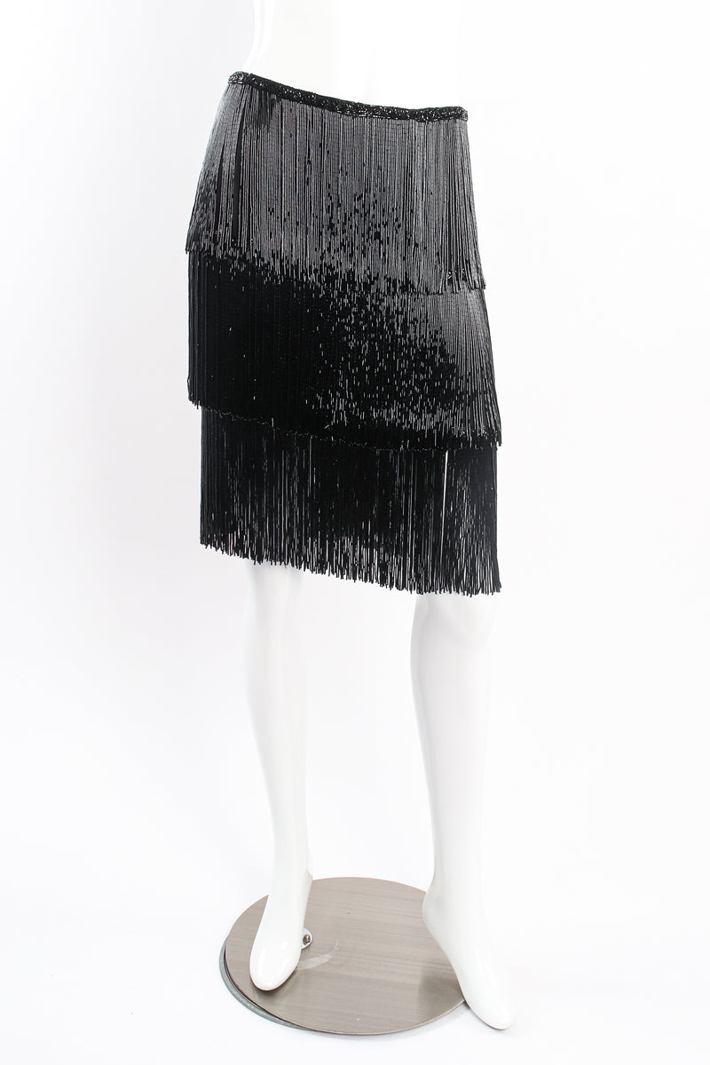 Vintage Naeem Khan Tiered Bead Fringe Skirt on Mannequin front at Recess Los Angeles