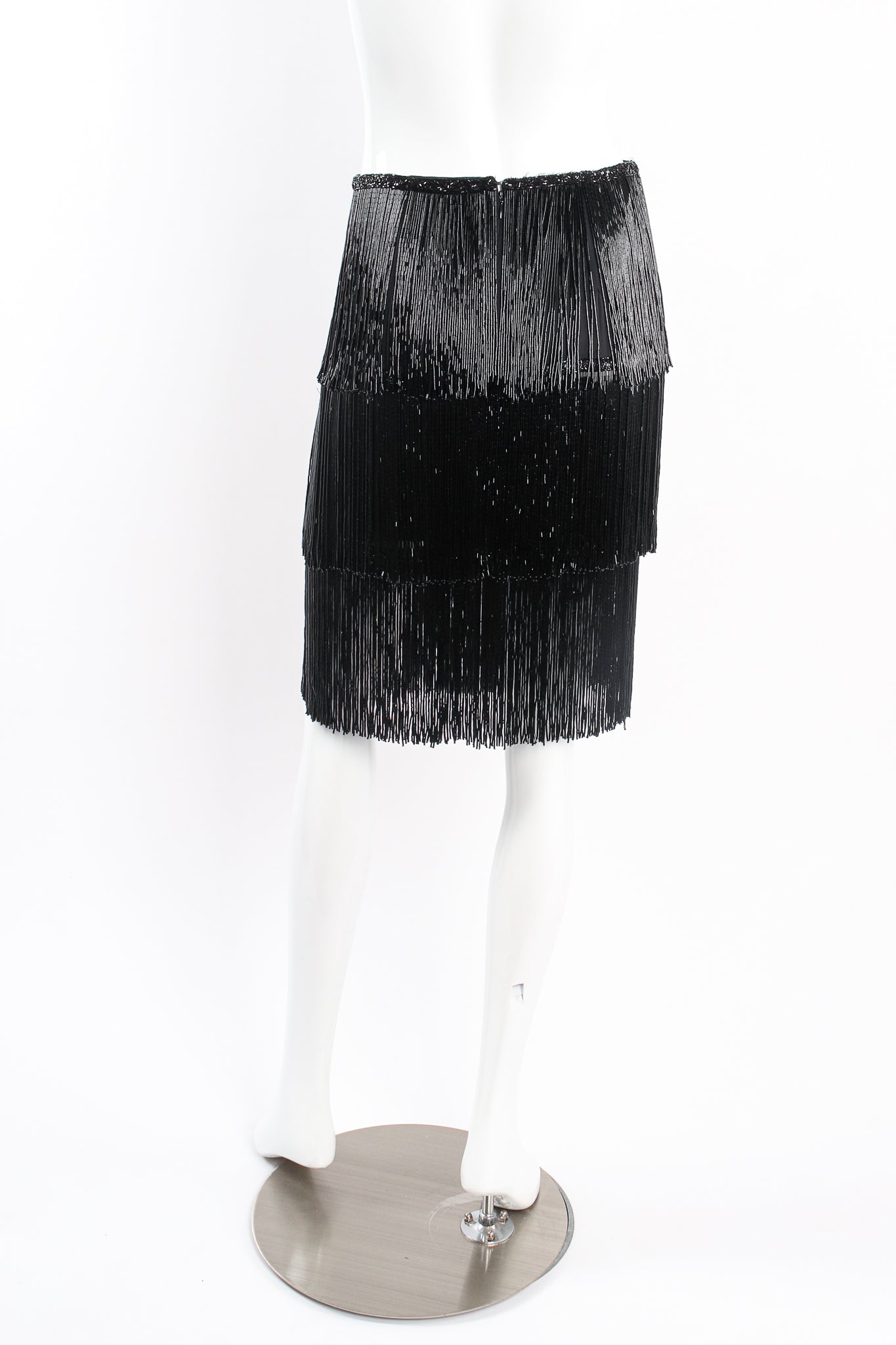Vintage Naeem Khan Tiered Bead Fringe Skirt on Mannequin back at Recess Los Angeles