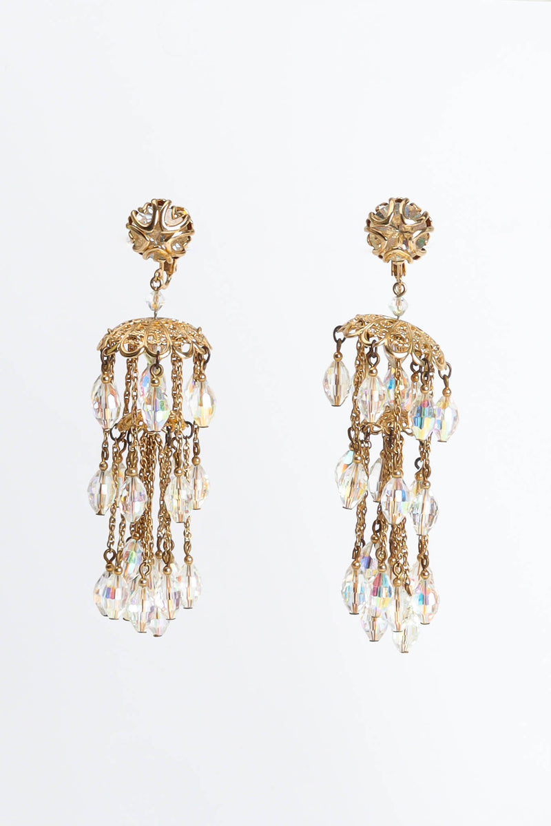 Vintage Napier Tiered Crystal Chandelier Earrings front @ Recess Los Angeles