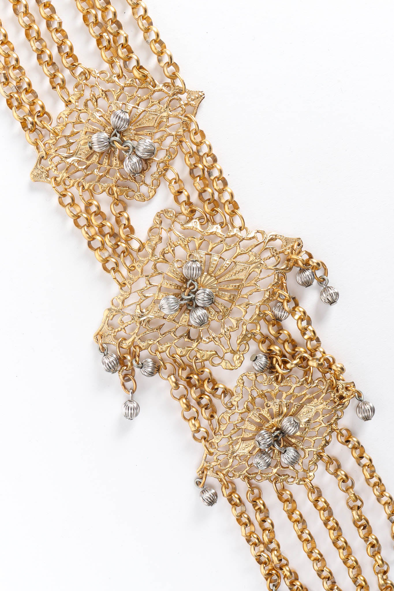Vintage Napier Filigree Pom Waterfall Necklace filigree pendants @ Recess Los Angeles