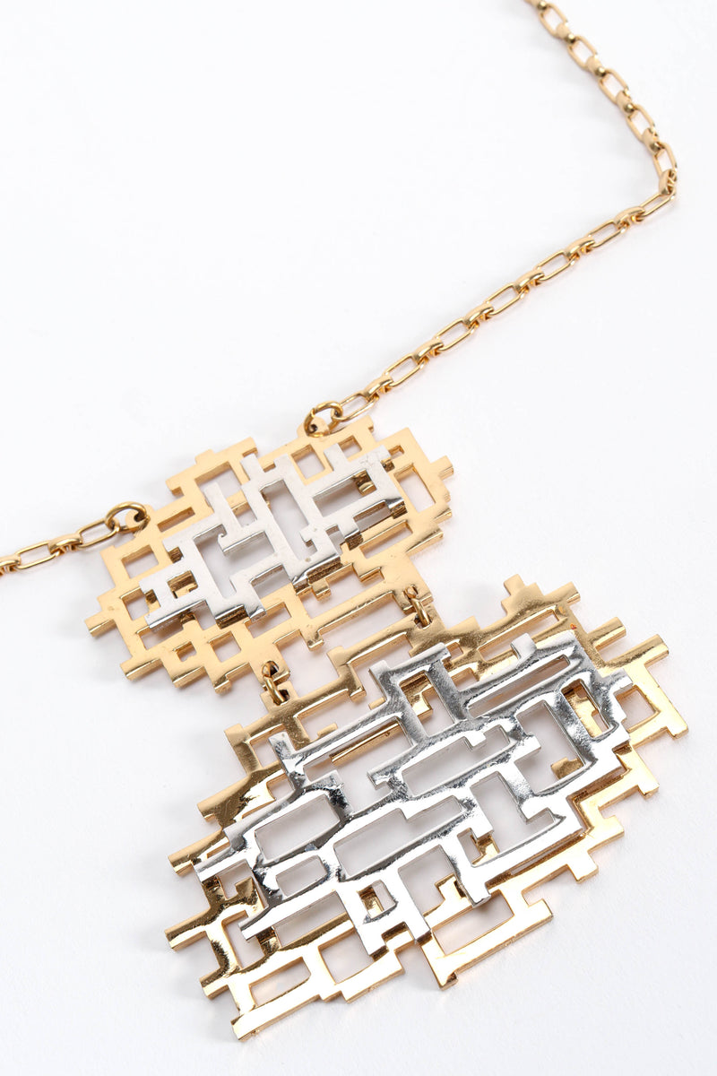 Vintage NAPIER 1970 Geometric Maze Necklace pendant/chain close up  @ Recess LA