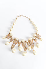 Vintage Napier Fleur Lace Filigree Pearl Necklace front flat @ Recess Los Angeles