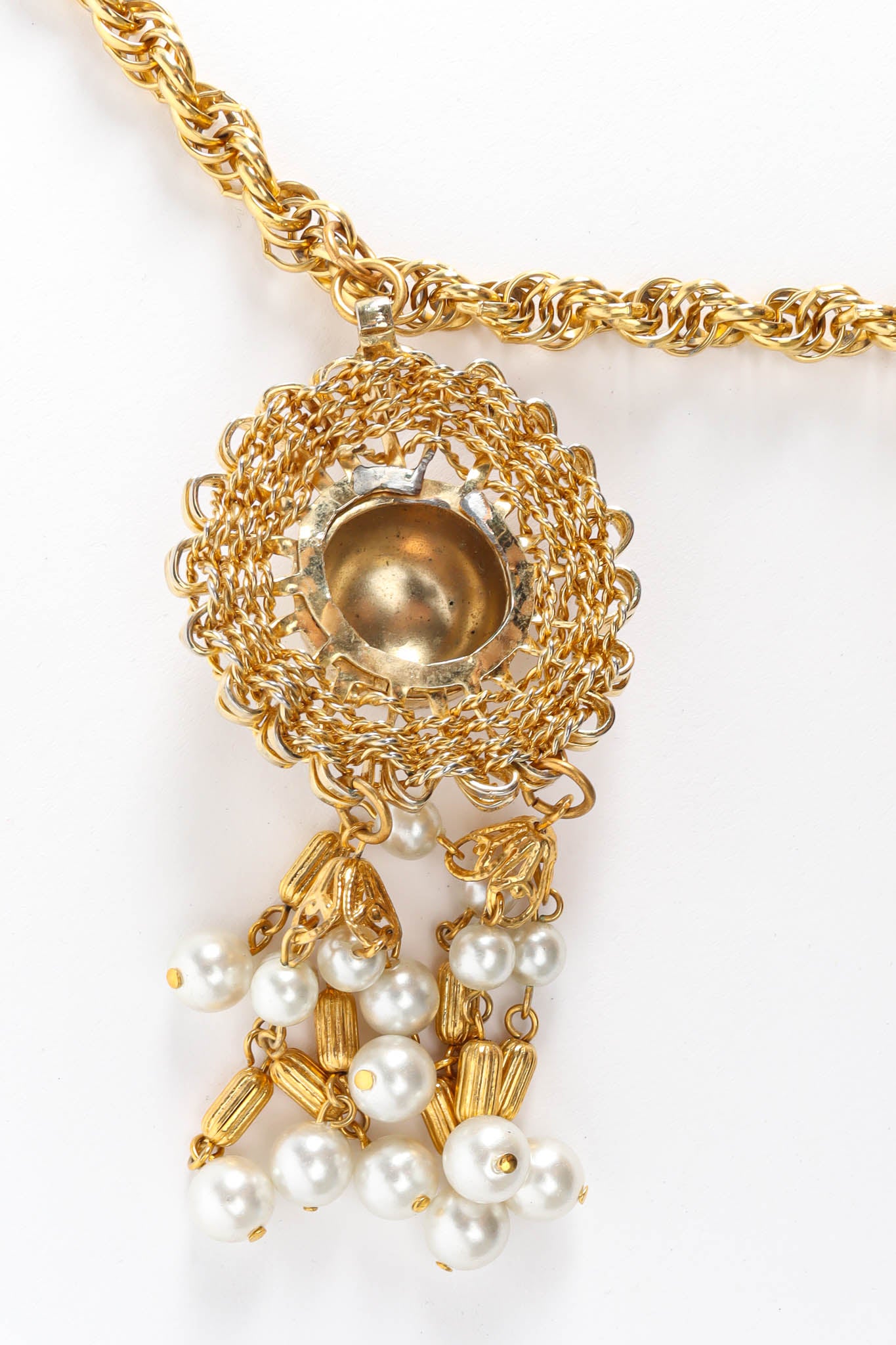 Vintage Napier Triple Wire Pearl Pendant Necklace discolored inverse @ Recess Los Angeles