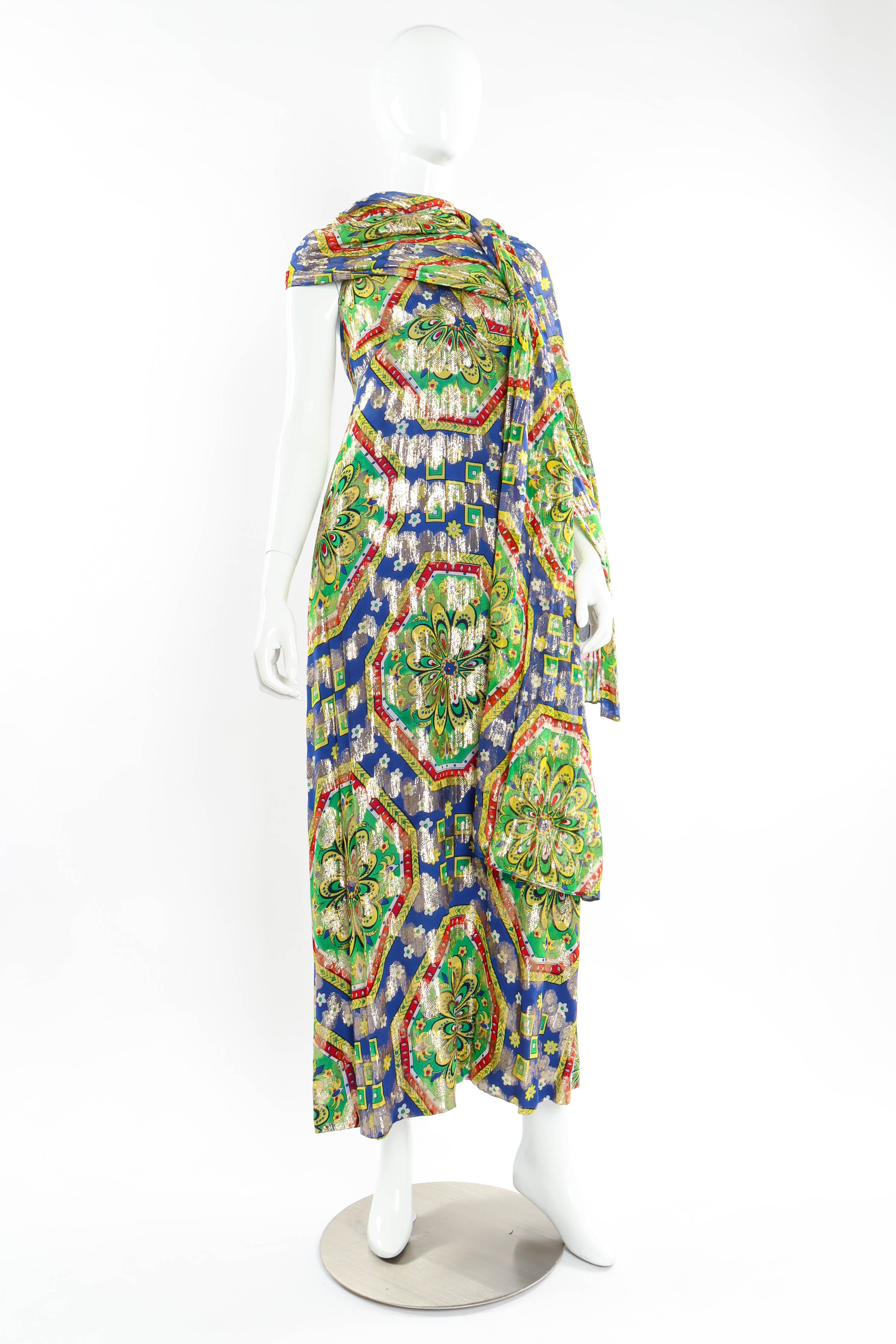 Vintage Nat Allen Floral Dress Set mannequin with scarf @ Recess Los Angeles