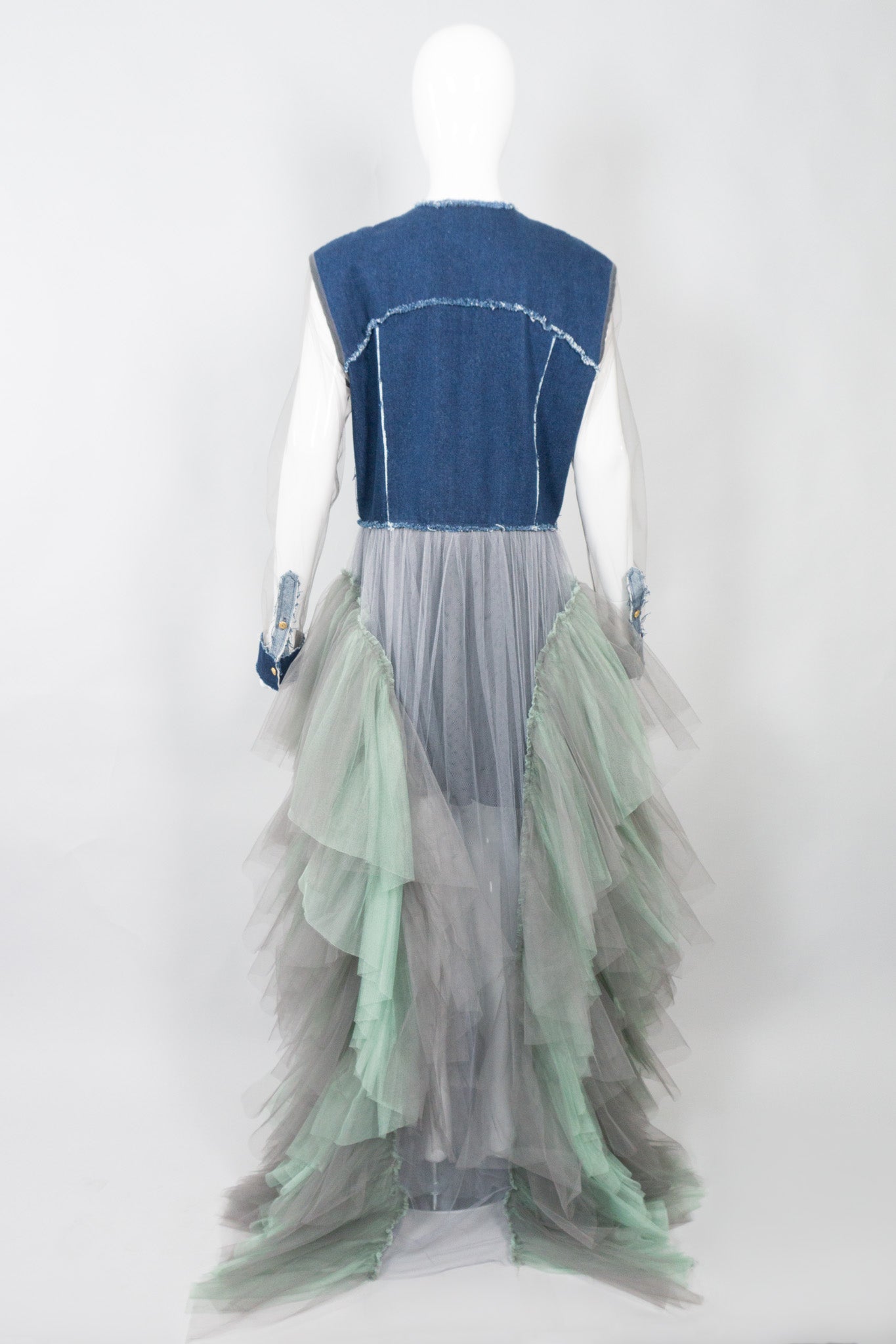 Natasha Zinko Denim Tulle Hi-Lo Mermaid Mullet Dress