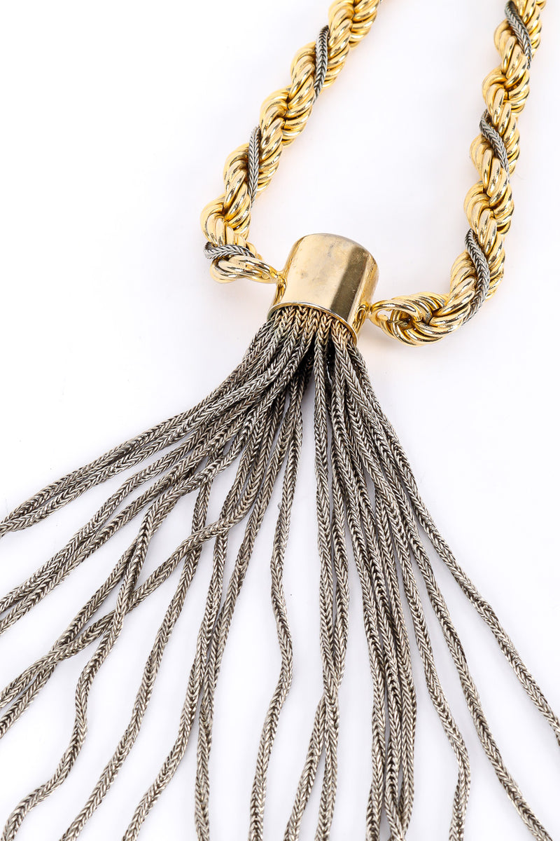 chunky chain necklace with contrasting chain tassel pendant tassel @recessla