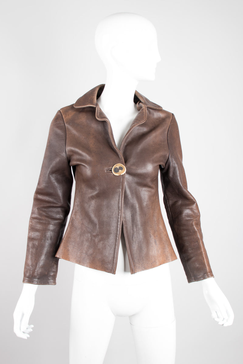 Neely Mack Design SF Distressed Shrunken Leather Aviator Blazer