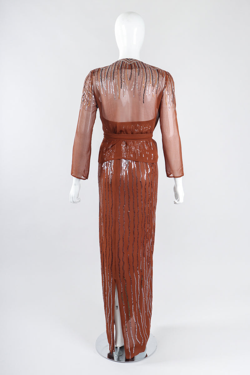 Recess Los Angeles Designer Consignment Vintage Neil Bieff Arturo Herrera Collaboration Sequin Silk Chiffon Jacket & Dress Skirt Set