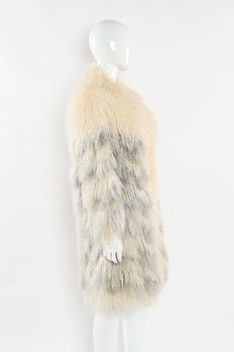 Vintage Neiman Marcus Ombré Stripe Mongolian Fur Coat mannequin side @ Recess LA