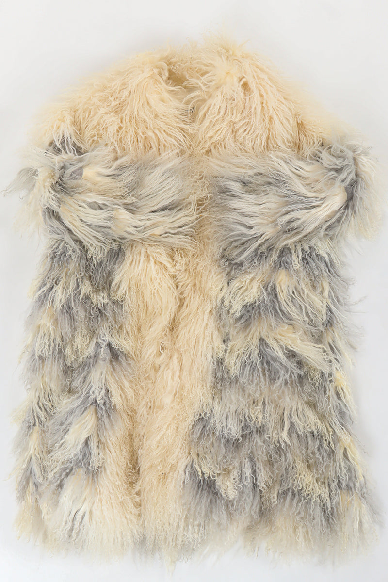 Vintage Neiman Marcus Ombré Stripe Mongolian Fur Coat flat lay @ Recess LA