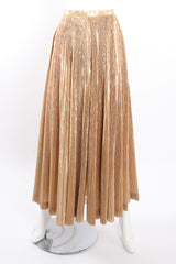 Vintage Neiman Marcus Gold Lamé Top & Pleated Palazzo Pant Set pant front @ Recess LA