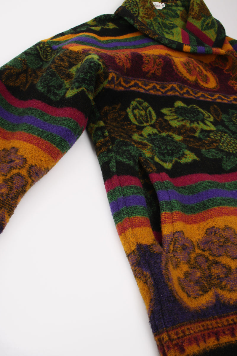 Vintage Neiman Marcus Brushed Wool Stripe Cocoon Coat pocket at Recess Los Angeles
