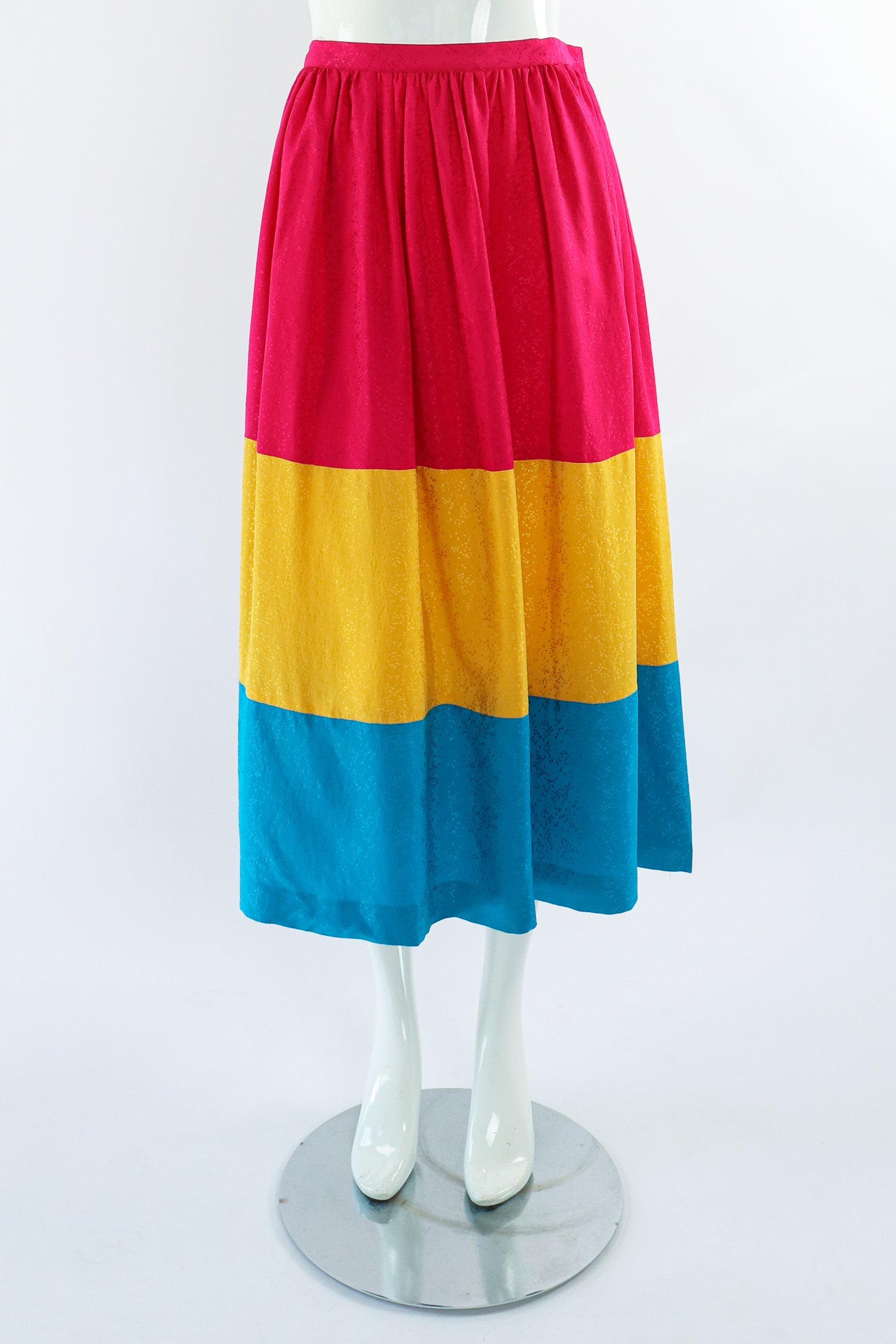 Vintage Neiman Marcus deadstock Silk Tiered Skirt Set on Mannequin Front at Recess LA