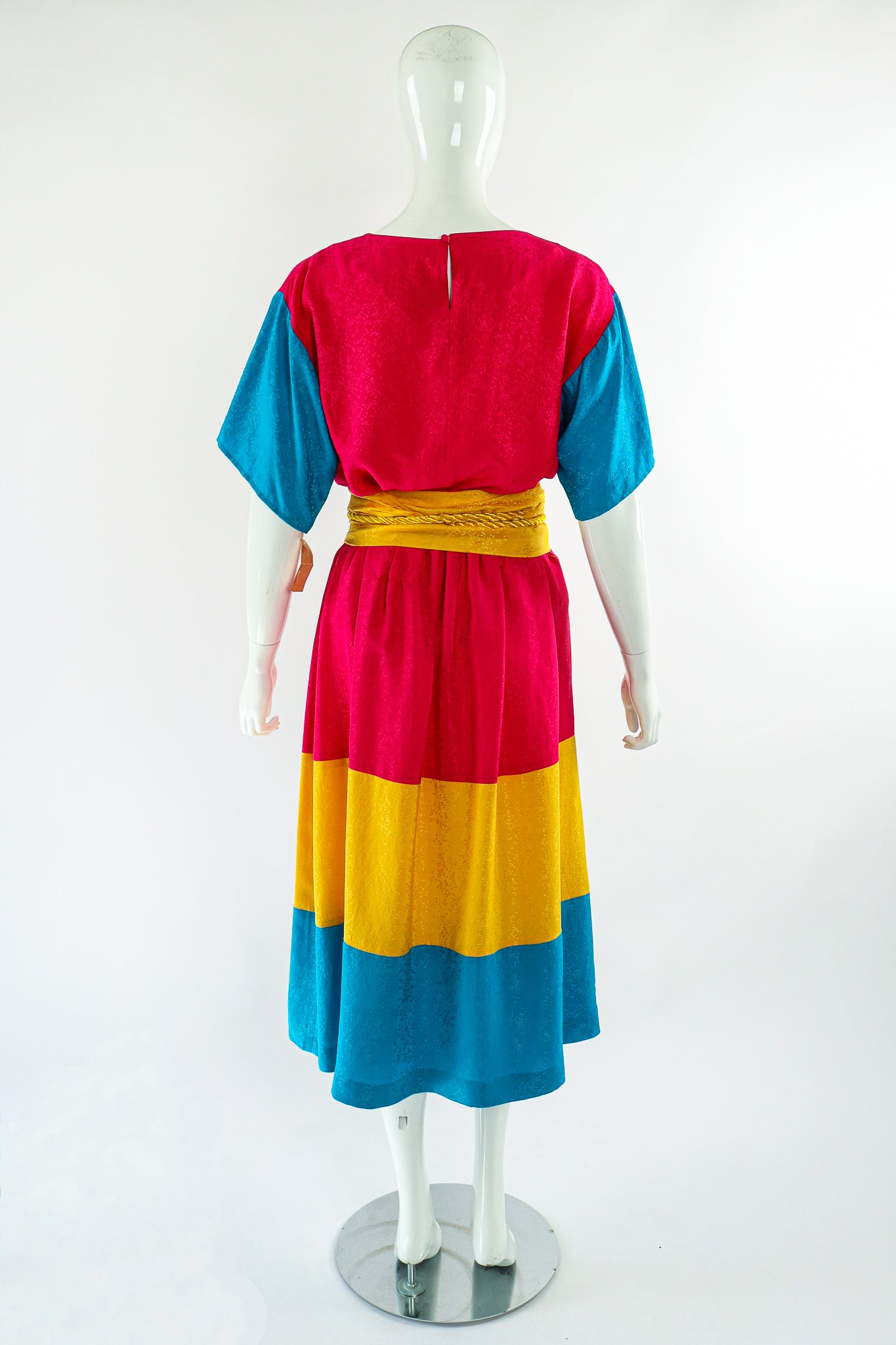 Vintage Neiman Marcus deadstock Silk Tiered Top & Skirt Set on Mannequin Back at Recess LA