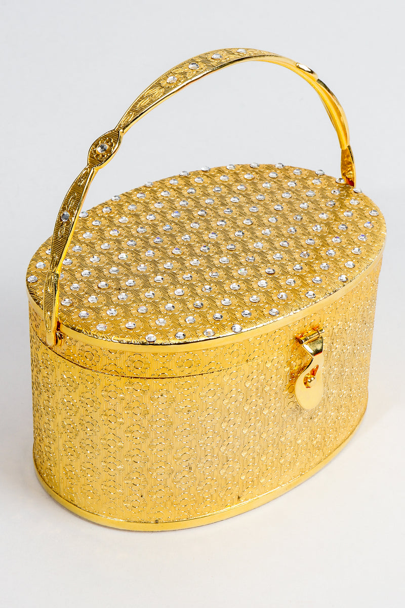 Vintage Neiman Marcus Gold Metal Floral Vanity Case Box Bag at Recess Los Angeles