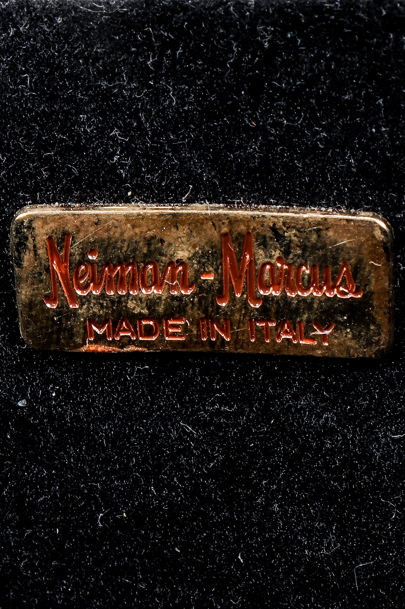 Vintage Neiman Marcus signature tab on black velvet