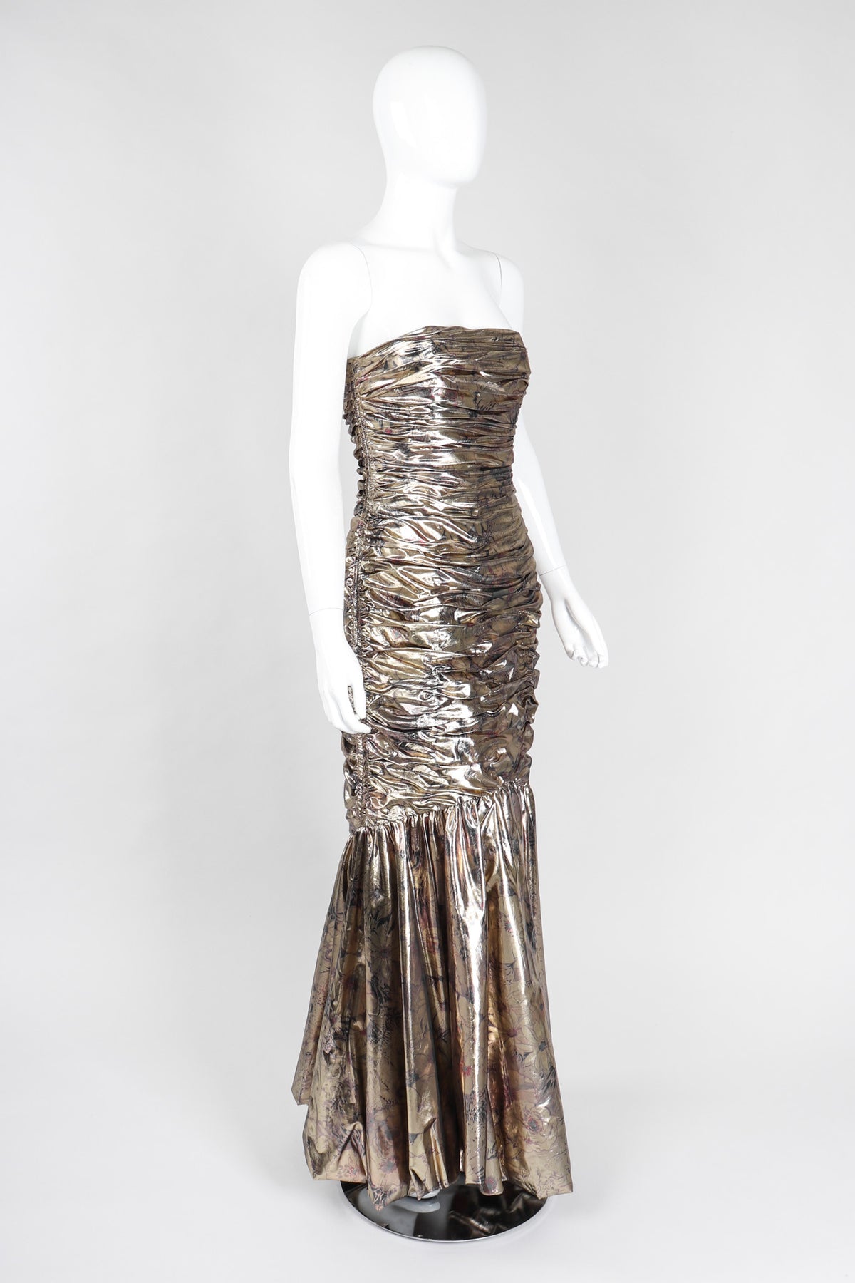 slim fit dress slacks Berylove Women Metallic Golden Homecoming Dress Strapless A Line Ruched Cocktail Dress, Golden / US16W main image 0