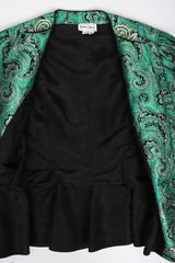 Recess Los Angeles Vintage Neiman Marcus Emerald Jeweled Brocade Peplum Jacket