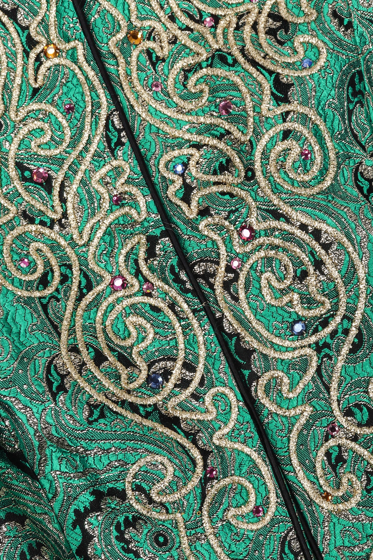Vintage Neiman Marcus Emerald Jeweled Brocade Peplum Jacket – Recess