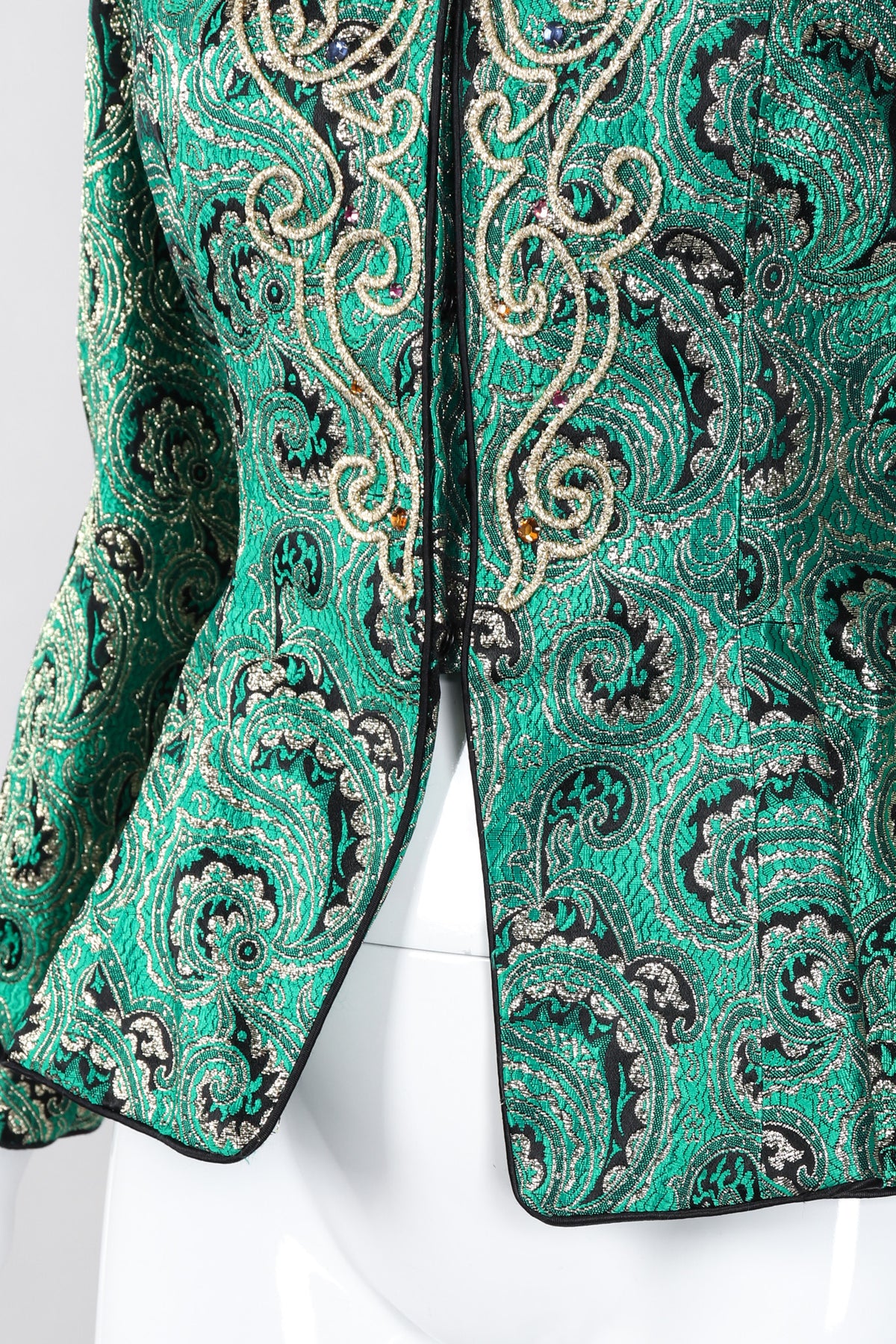 Vintage Neiman Marcus Emerald Jeweled Brocade Peplum Jacket – Recess