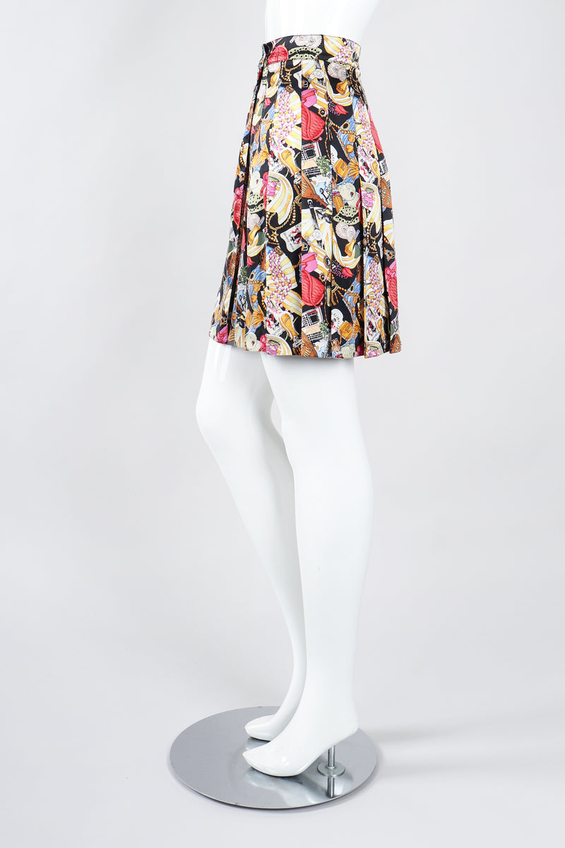 Recess Los Angele Designer Consignment Vintage Nicole Miller Giorgio Beverly Hills Print Pleated Wrap Skirt