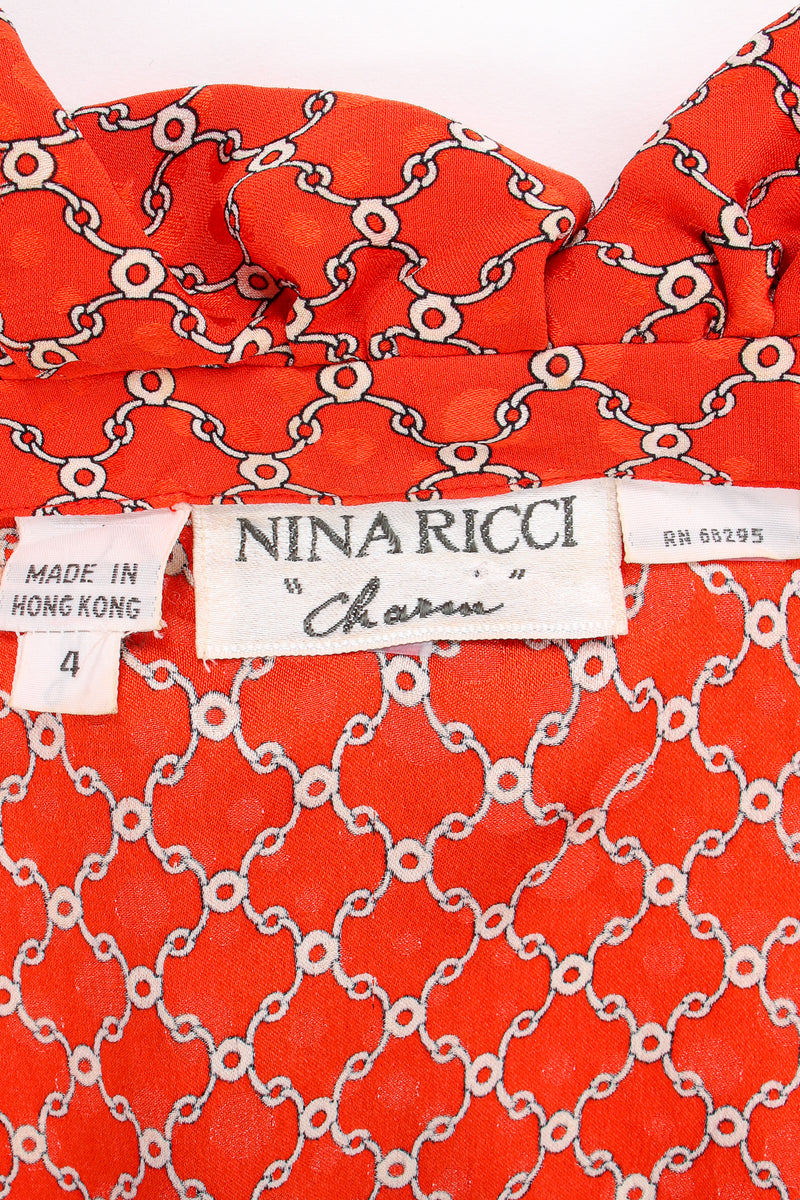 Vintage Nina Ricci Ruffle Collar Silk Blouse label at Recess Los Angeles