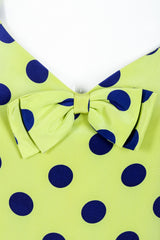 Vintage Nipon Petites Polka Dot Flounce Dress bow detail at Recess Los Angeles