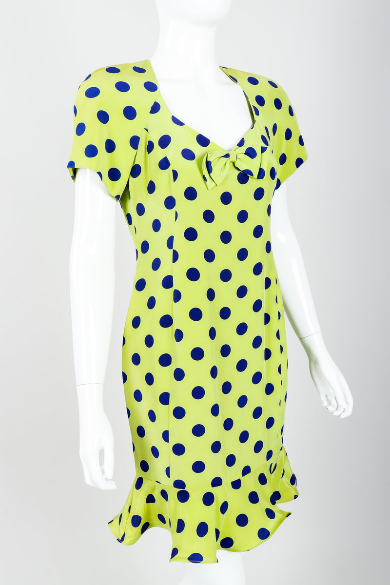 Vintage Nipon Petites Polka Dot Flounce Dress on Mannequin angle crop at Recess Los Angeles