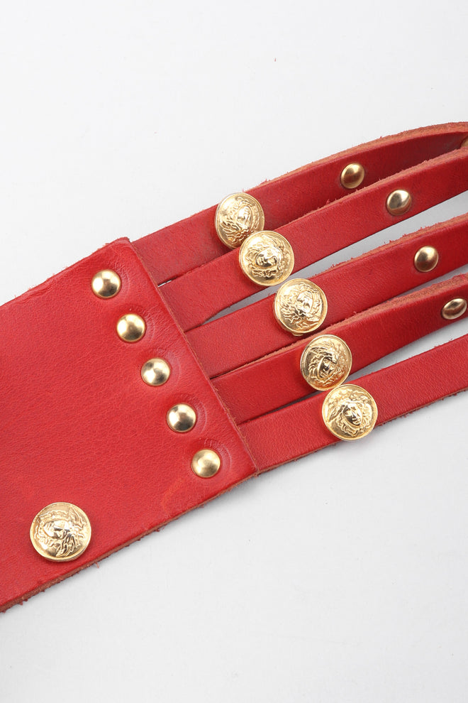 Recess Los Angeles Vintage Nitanova Medusa Medallion Leather Contour Strip Belt