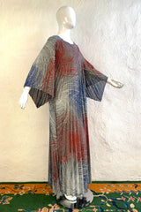 Vintage Nite N' Day by Georgie Keyloun Metallic Swirl Pleated Caftan on Mannequin Side at Recess