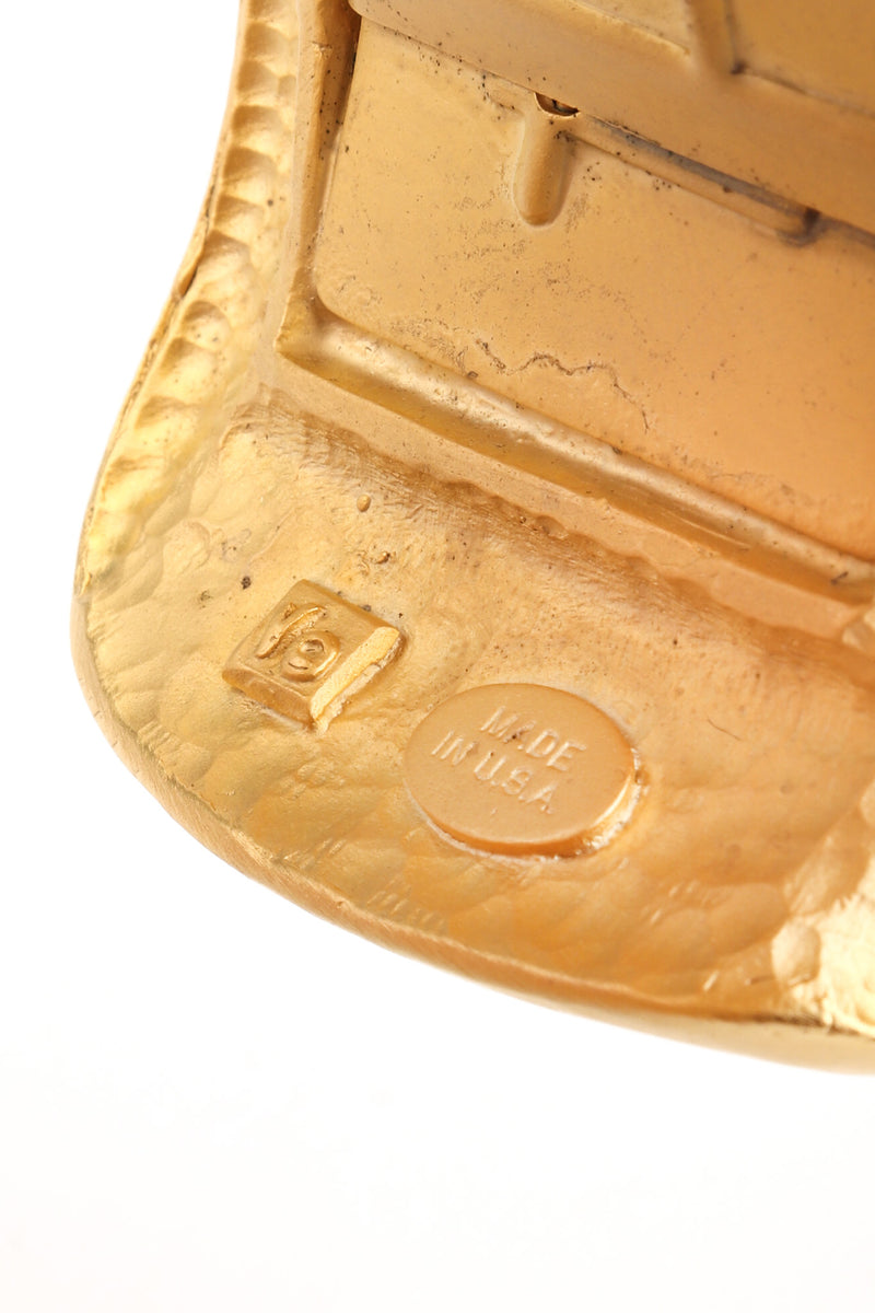 Recess Los Angeles Vintage Unsigned Les Bernard Matte Gold Hinged Cuff Bracelet