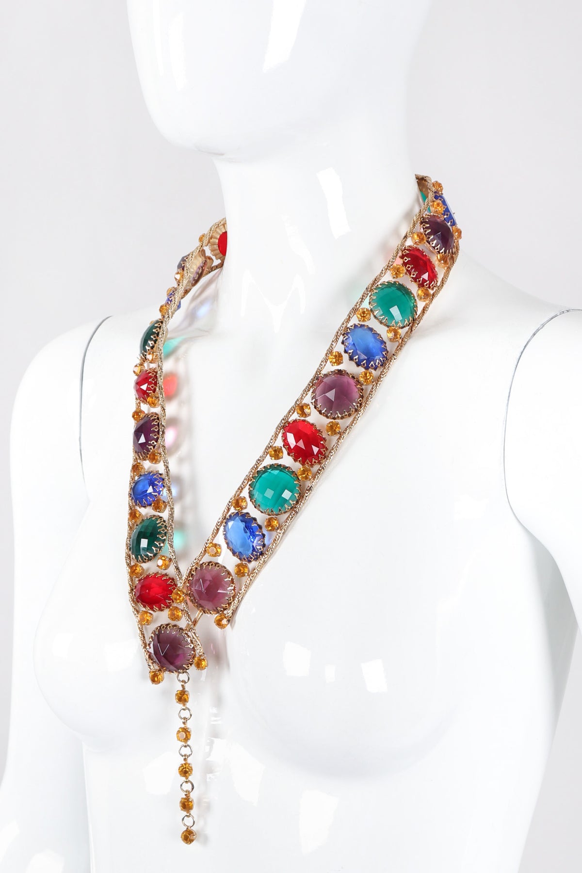 Vintage Rainbow Gemstone Treasure Metal Mesh Belt – Recess