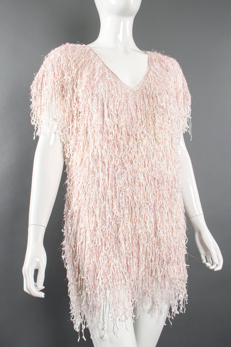 Vintage Fringe Knit Tinsel Tunic on Mannequin front at Recess Los Angeles