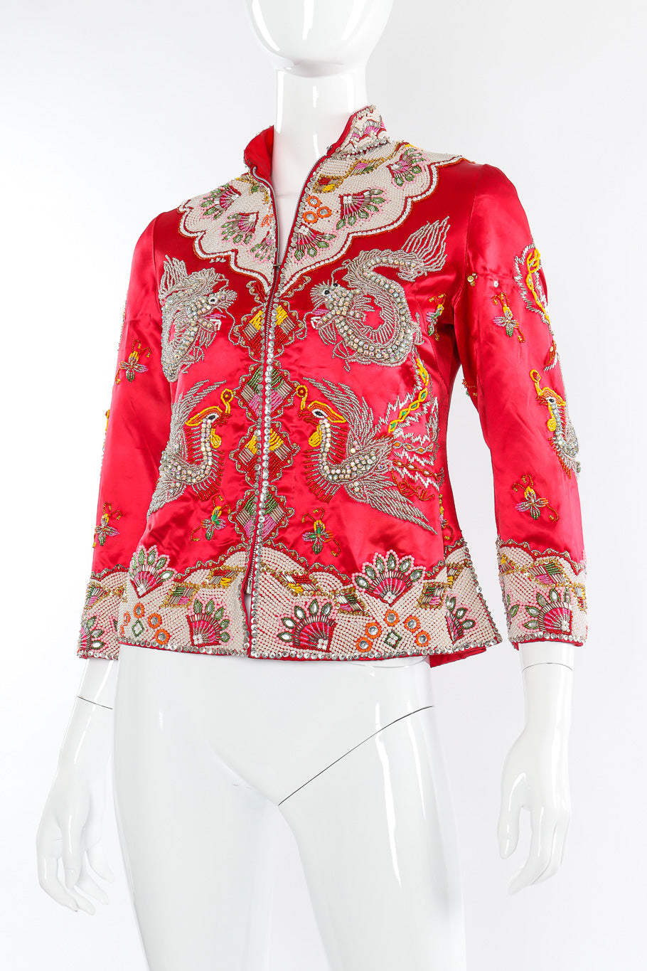 Embellished silk dragon jacket on mannequin @recessla