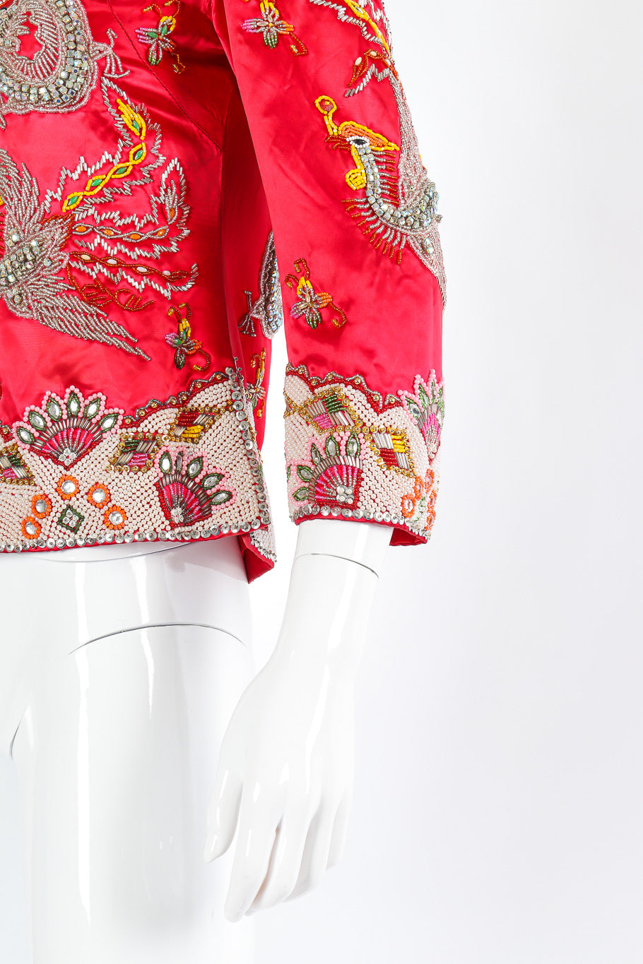 Embellished silk dragon jacket sleeve detail @recessla