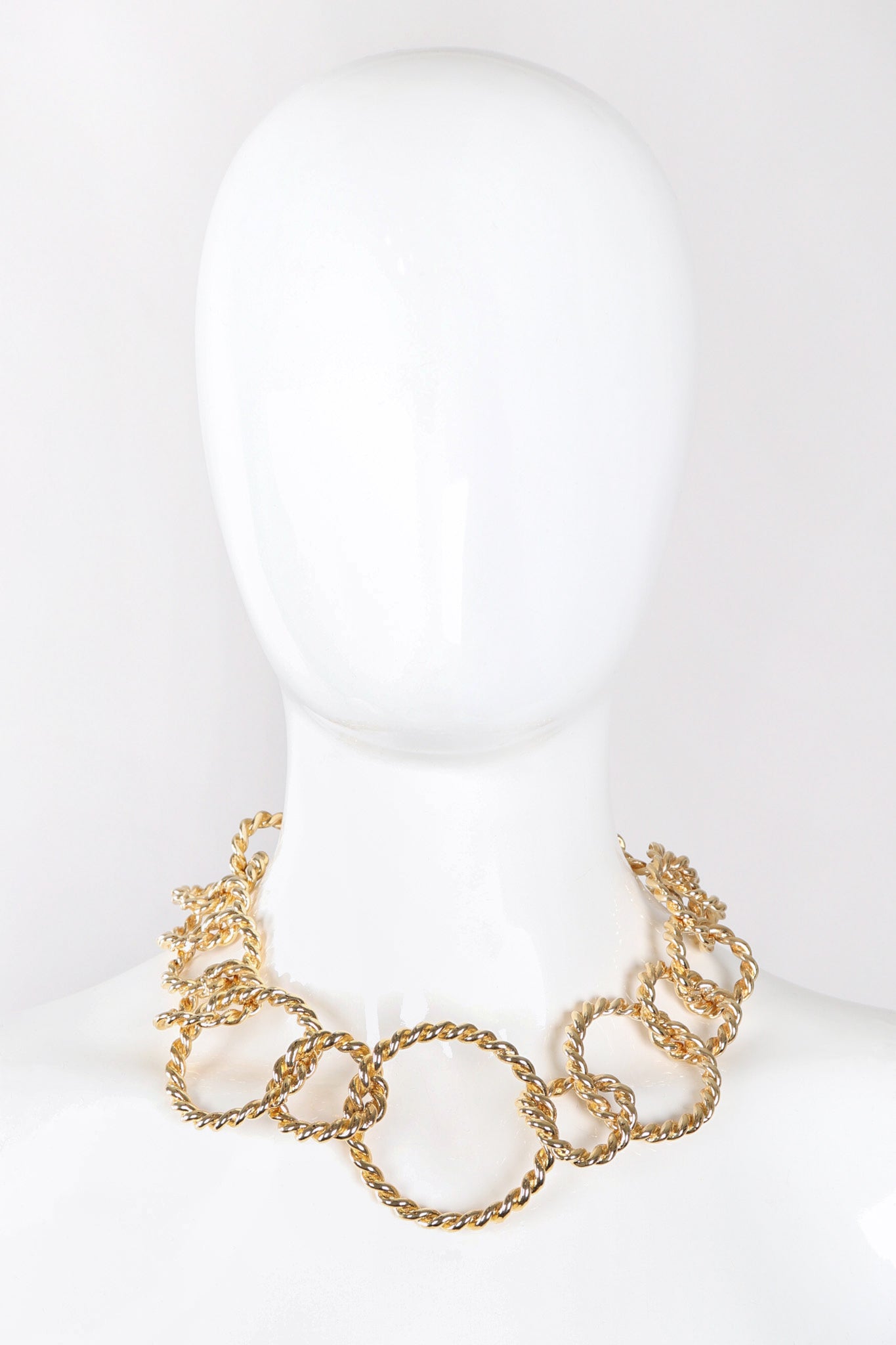 Recess Los Angeles Vintage Gold Twisted Rope Link Collar Necklace