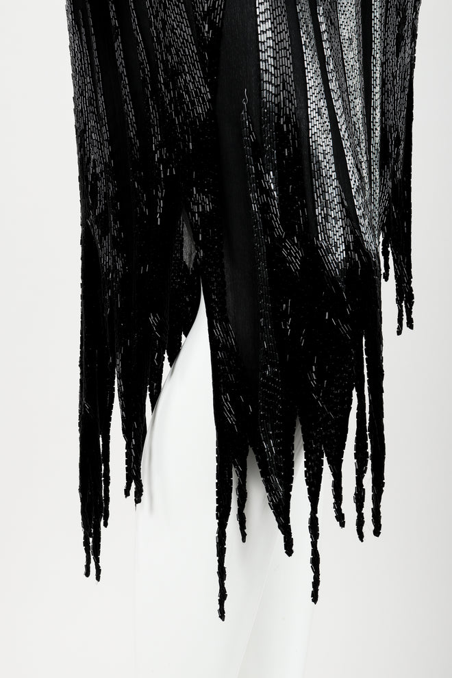 Vintage Asymmetrical Beaded Flame Cocktail Dress on Mannequin skirt at Recess Los Angeles