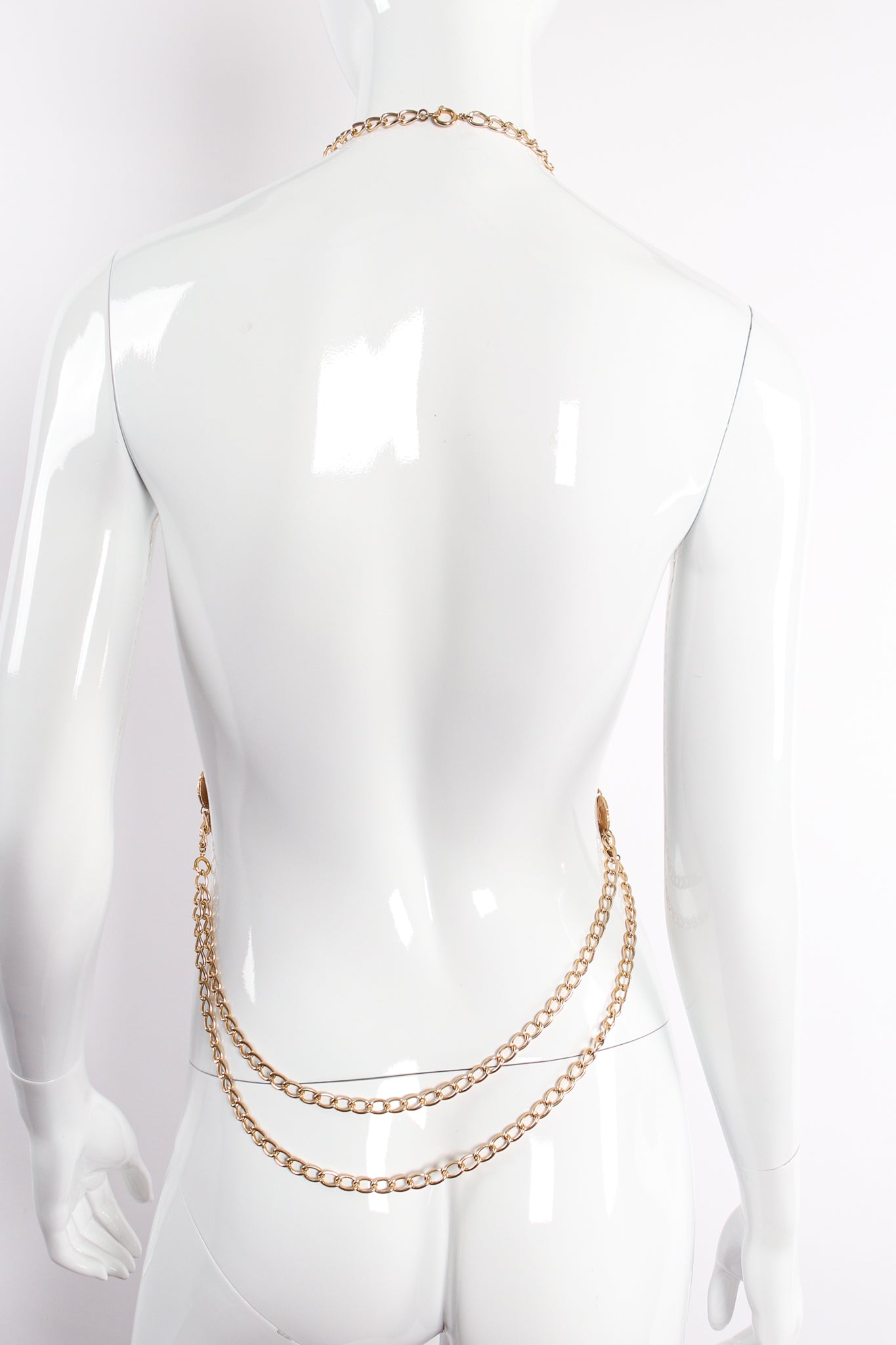 Vintage Coin Chain Body Harness Top mannequin back at Recess Los Angeles